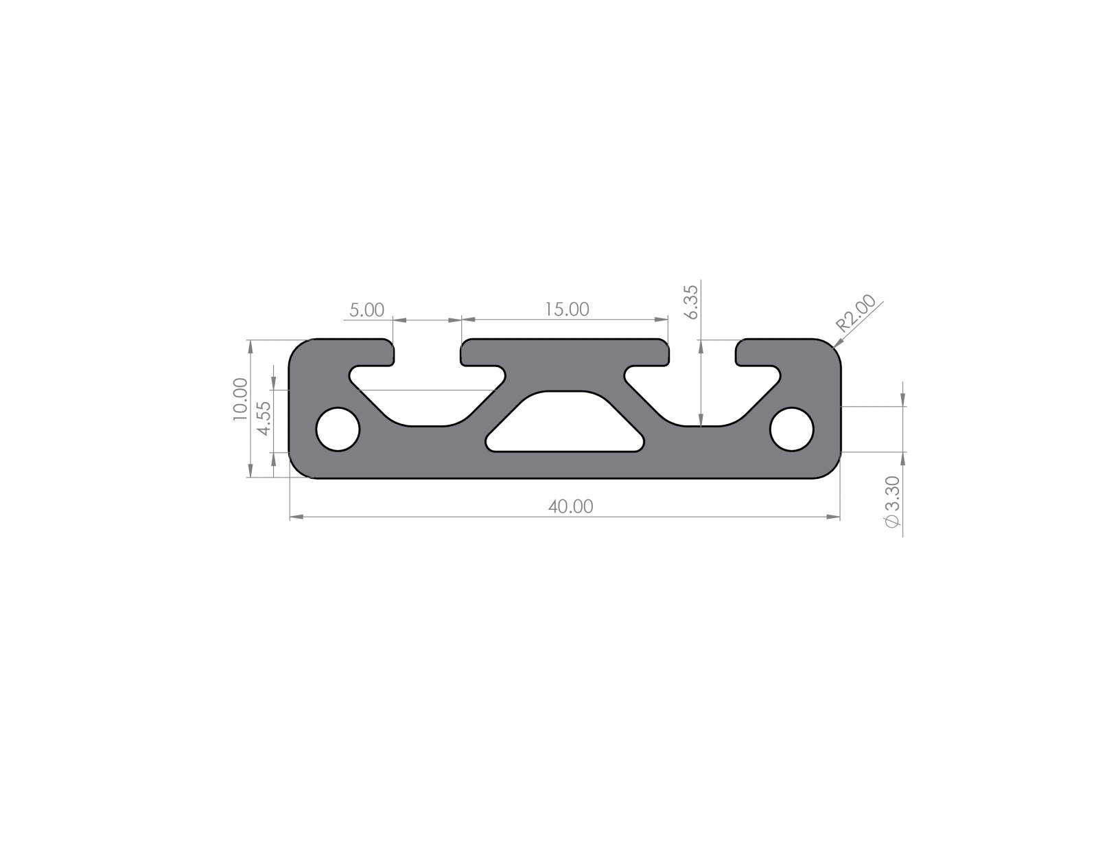 Aluminum profile 40x10 groove 5 I-type Black